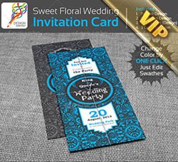 高档的邀请函模板：Sweet Floral Wedding Engagement Party Invitation
